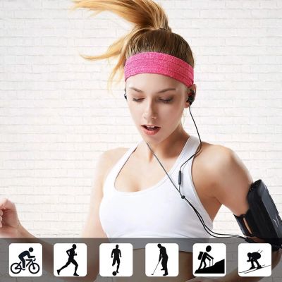 5. Elastyczna materiałowa opaska na głowę do biegania fitness różowa