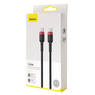 22. Kabel Baseus CATKLF-AL91 USB-C - USB-C PD QC 100W 5A 480Mb/s 2m - czarno-czerwony