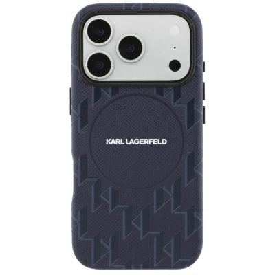 3. Etui Karl Lagerfeld Monogram logo MagSafe na iPhone 17 Pro - niebieskie