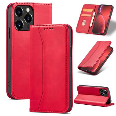 12. Magnet Fancy Case etui iPhone 14 Pro pokrowiec z klapką portfel podstawka czerwone
