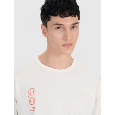 2. T-shirt oversize z nadrukiem męski 4F 4FRSS25TTSHM2652-11S