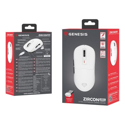 10. GENESIS Zircon 660 myszka Gaming Po prawej stronie RF Wireless + Bluetooth + USB Type-A Optyczny 12000 DPI
