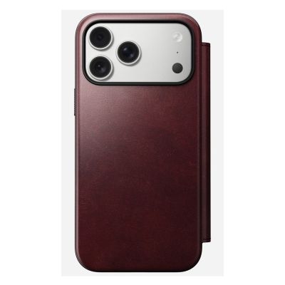 8. NOMAD Modern Leather Folio - skórzane etui do iPhone 17 Pro Max kompatybilne z MagSafe, skóra Horween (burgundy)