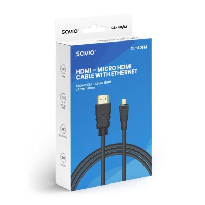 3. SAVIO KABEL HDMI (M) - MICRO HDMI (M), 2M, CZARNY, CL-40/M