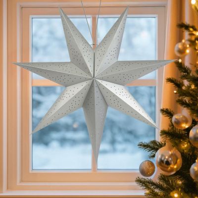 6. GWIAZDA DEKORACYJNA WISZĄCA PAPIEROWA 75CM SREBRNA