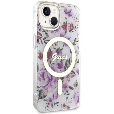 4. Etui Guess Flower MagSafe na iPhone 14 Plus - przezroczyste