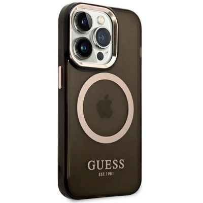 4. Etui Guess Gold Outline Translucent MagSafe na iPhone 14 Pro Max - czarne