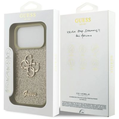 8. Etui Guess Fixed Glitter Big 4G na iPhone 17 Pro - złote