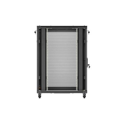 8. Szafa instalacyjna rack stojąca 19" 22U 800x1200 czarna drzwi perforowane Lanberg (flat pack)