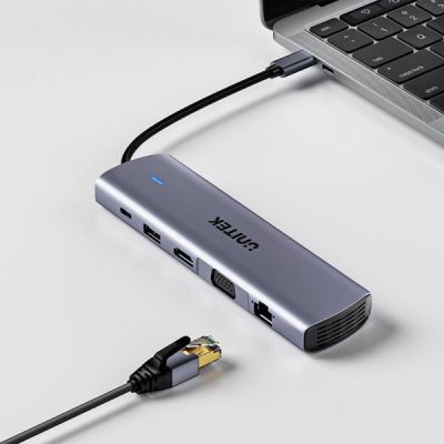 7. UNITEK D1113BGY01 huby i koncentratory 2 x USB 3.2 Gen 2 (3.1 Gen 2) Type-C 1000 Mbit/s Szary