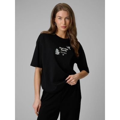 T-shirt regular z nadrukiem damski 4F 4FRSS26TTSHF3704-20S
