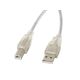 Kabel Lanberg CA-USBA-12CC-0030-TR (USB 2.0 M - USB 2.0 typu B M; 3m; kolor przeźroczysty)