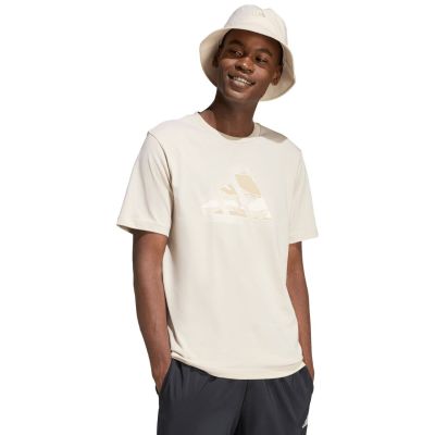 Koszulka męska adidas Camo Modern Logo Graphic beżowa JZ7495