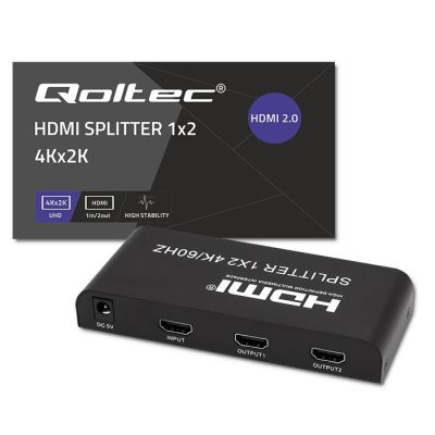 6. QOLTEC ROZDZIELACZ SPLITTER 2XHDMI 4KX2K | 6GB/S | 60HZ