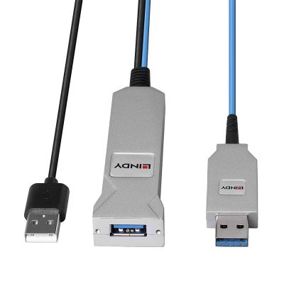 4. Lindy 43345 kabel USB USB 3.2 Gen 1 (3.1 Gen 1) 30 m USB A 2 x USB A Niebieski, Srebrny