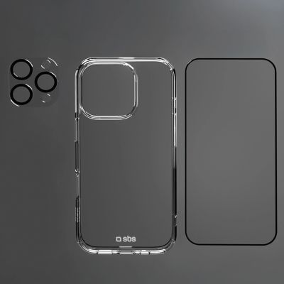 3. Zestaw SBS z technologią D3O na iPhone 16 Pro Max – etui + szkło ochronne na ekran i aparat - przezroczyste