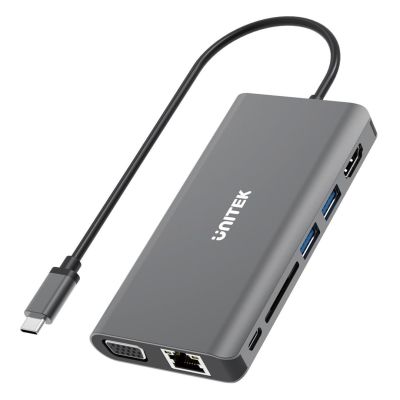 4. Hub USB-C UNITEK uHUB O8+ Szary Przewodowy
