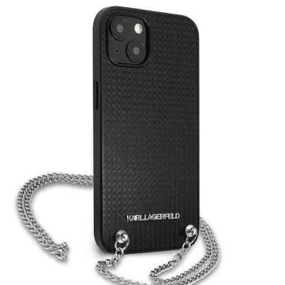 4. Etui Karl Lagerfeld Leather Textured and Chain na iPhone 13 mini - czarne