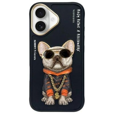 Etui Nimmy Glasses Cool Dog na iPhone 16 - czarne