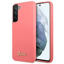 Etui Guess Silicone Script Metal Logo na Samsung Galaxy S22+ - fuksjowy