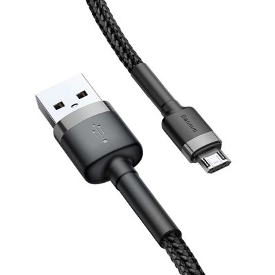2. Baseus Cafule Cable wytrzymały nylonowy kabel przewód USB / micro USB 2A 3M czarno-szary (CAMKLF-HG1)