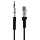 13. Kabel 3mk AUX minijack 3.5 mm / USB-C - srebrny