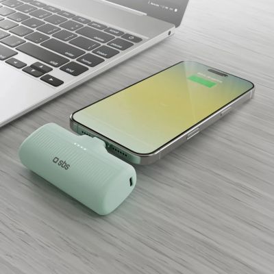 5. Powerbank SBS EcoPower 5000 mAh 10W z wbudowanym portem USB-C - zielony
