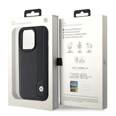 8. Etui BMW Leather Blue Dots na iPhone 15 Pro Max - czarne