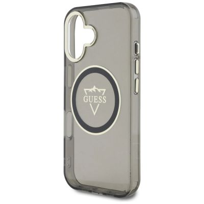 6. Etui Guess IML Metal Mountain Logo MagSafe na iPhone 16 - czarne