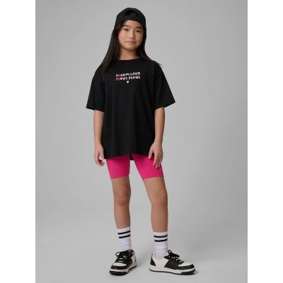 6. T-shirt loose z nadrukiem dziewczęcy 4F 4FJRSS26TTSHF4137-20S