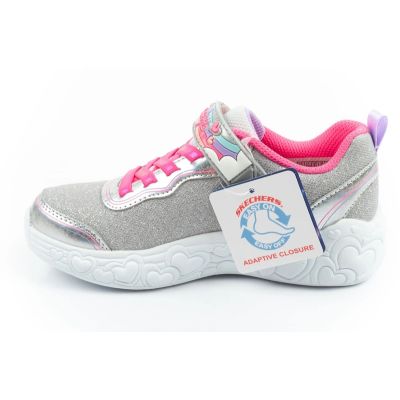 3. Skechers S Lights LED buty sportowe dziecięce dla dziewczynki na rzep szare