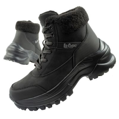 Lee Cooper buty sportowe damskie zimowe trekkingowe ocieplane czarne sznurowane