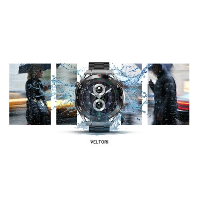 26. Smartwatch VELTORI VT100-1 + Czarny Pasek Silikonowy + Czarny Eko Skóra