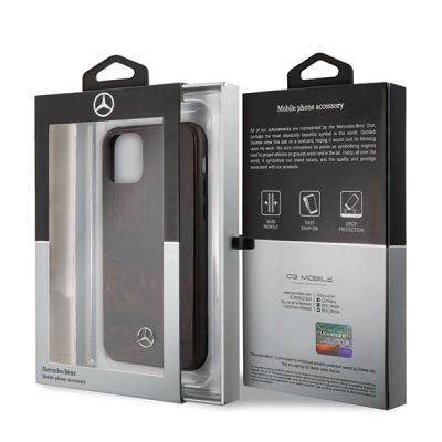7. Etui Mercedes Wood Line Rosewood na iPhone 11 Pro - brązowe