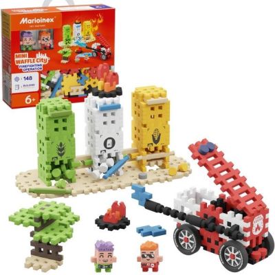 7. MARIOINEX Klocki Mini Waffle City Akcja strażacka, 148 elementów