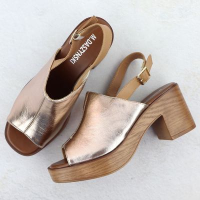 3. Sandały damskie na słupku złote M.Daszyński MR23126-7