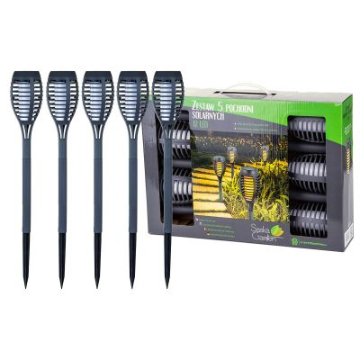 18. POCHODNIA LAMPA SOLARNA TAŃCZĄCE PŁOMYKI 12 LED SMD 7,5x7,5x46,5CM KPL 5SZT