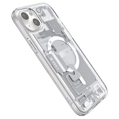 9. Etui Spigen Ultra Hybrid Mag z MagSafe na iPhone 15 Plus - białe (wzór Zero One)