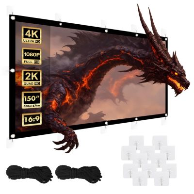 3. MACLEAN EKRAN PROJEKCYJNY 150", 330X187CM, OBRAMOWANIE 25MM 16:9, HACZYKI DO NACIĄGU MC-167