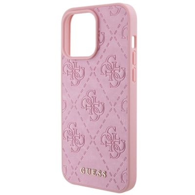 5. Etui Guess Leather 4G Stamped do iPhone 15 Pro Max - różowe