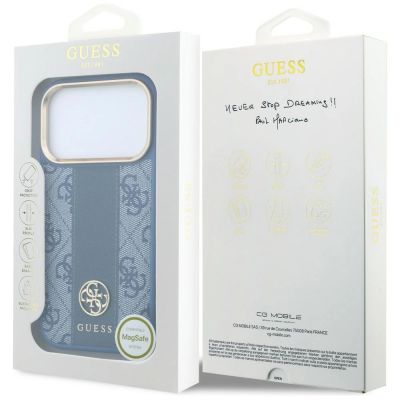 8. Etui Guess 4G with Stripe Round and Classic Logos MagSafe na iPhone 17 Pro Max / 18 Pro Max - niebieskie