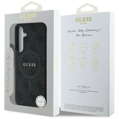 8. Etui Guess Leather 4G Colored Ring Classic Logo MagSafe Samsung Galaxy S25 czarny