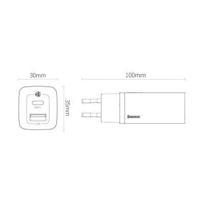 12. Baseus GaN2 Lite szybka ładowarka sieciowa 65W USB / USB Typ C Quick Charge 3.0 Power Delivery (azotek galu) biały (CCGAN2L-B02)