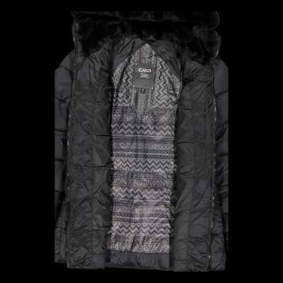 13. Kurtka zimowa damska CMP z kapturem sportowa ocieplana czarna (34K0036F/U901)