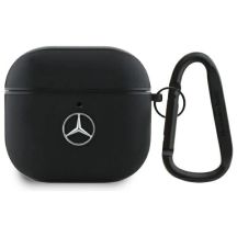 Etui Mercedes Leather Metal Logo na AirPods 4 - czarne