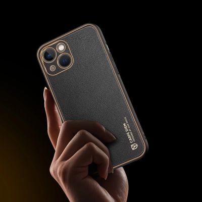 9. Dux Ducis Yolo etui iPhone 14 Plus elegancki pokrowiec ze skóry ekologicznej czarny