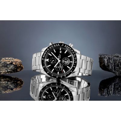 5. Zegarek Męski Giewont Chronograph Sapphire Srebrno Czarny GW8720-B2
