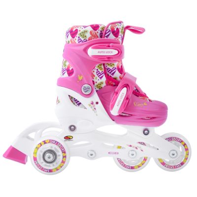 17. Wrotki-rolki-łyżwy regulowane Smj sport Combo Hearts 3w1 Led Jr HS-TNK-000011510
