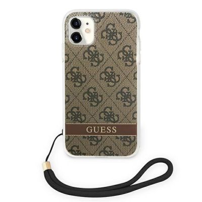 3. Etui Guess 4G Print Strap na iPhone 11 - brązowe