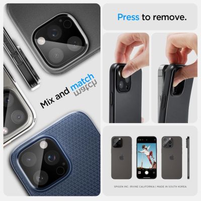 16. Osłona aparatu Spigen Optik.tR Camera Protector na iPhone 14 Pro / Pro Max / 15 Pro / Pro Max  / 16 Pro / Pro Max- czarna 2 szt.
